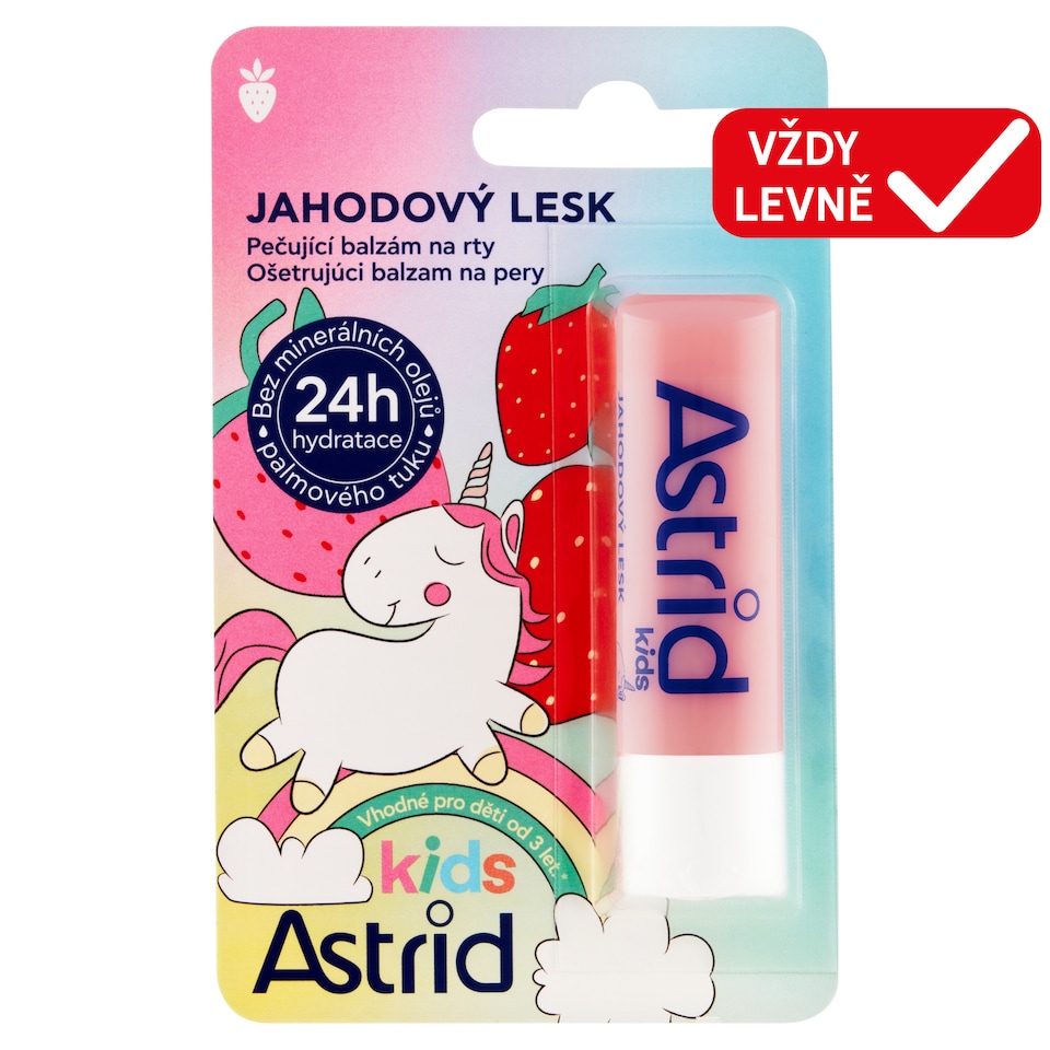 image 1 of Astrid Kids Caring Lip Balm Strawberry Gloss 4.8g