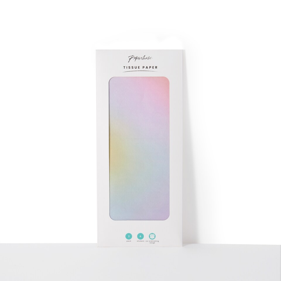 image 1 of Paperchase Ombre 3 Pack Tissue Paper & Stickers