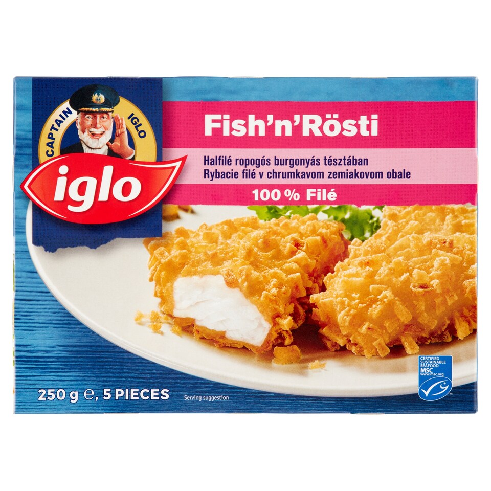 Iglo Fish'n'Rösti gyorsfagyasztott halfilé ropogós burgonyás tésztában 5 db 250 g
