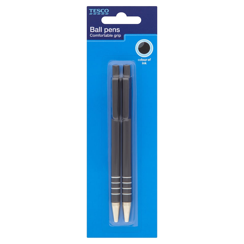 T.Grip Retractable Ball Pens Black 2 Pack