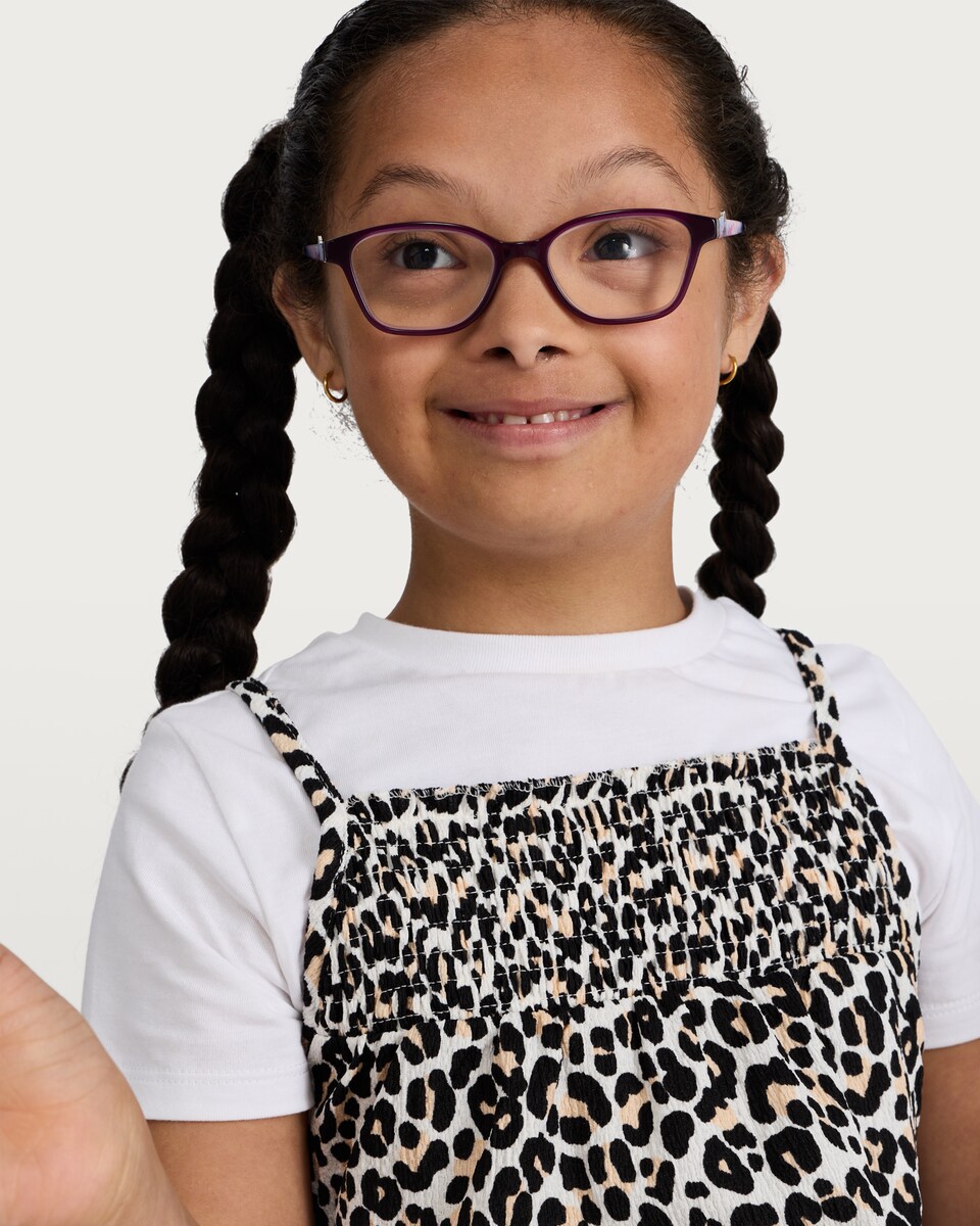 image 1 of F&F Girls Cotton Rich Leopard Print Layered Dress in Multi
