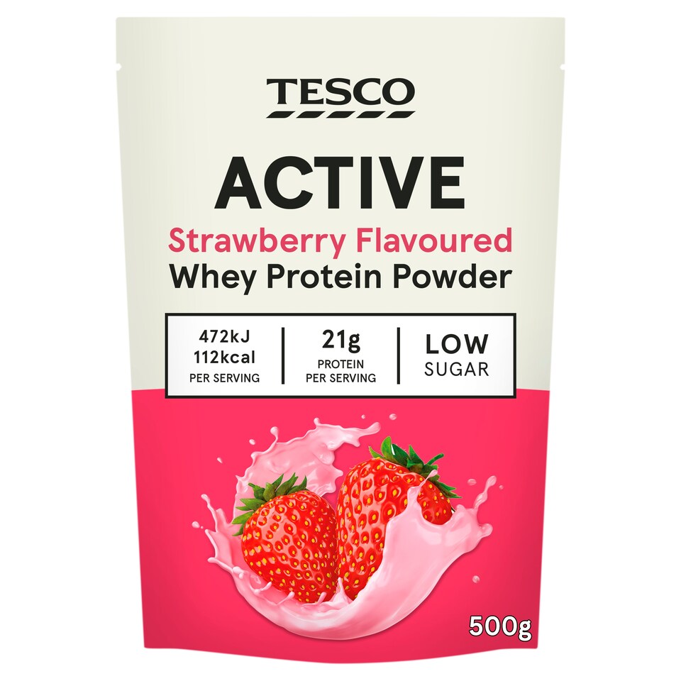 Tesco Active Whey Protein Powder - Strawberry 500g
