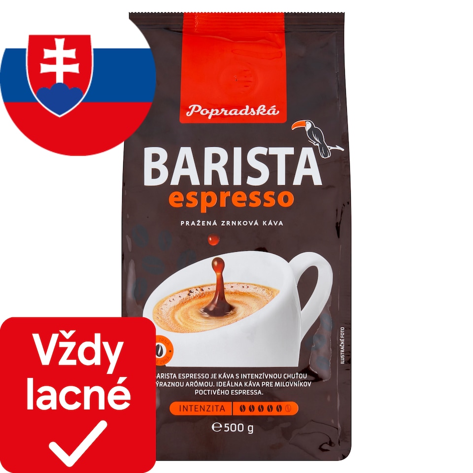 obrázok 1 z Popradská Barista espresso pražená zrnková káva 500 g