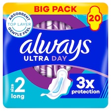 Always Ultra Sanitary Towels Long with Wings Size 2 20 Pack
