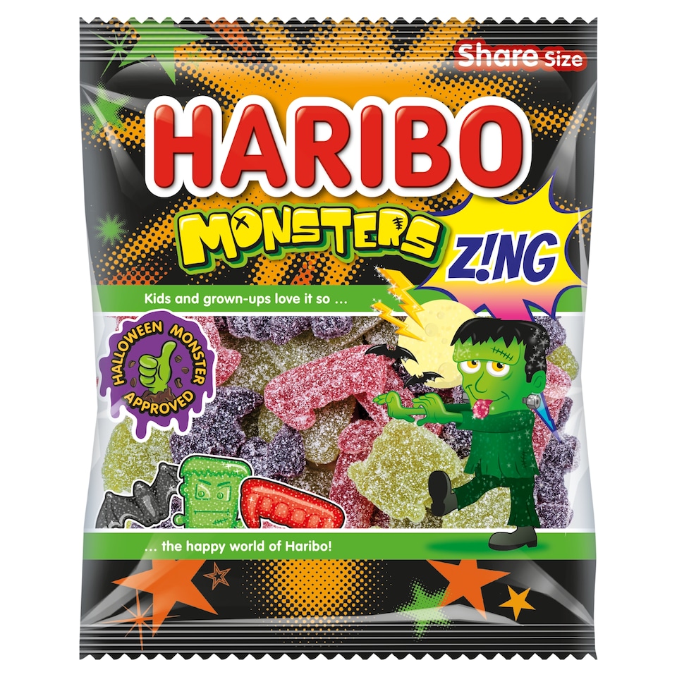 Haribo Monsters Zing Fizzy Fruit Flavour Gums 160G