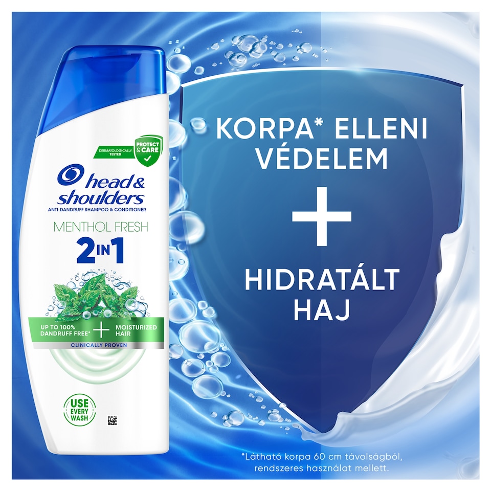 image 1 of Head & Shoulders Menthol Fresh 2in1 Anti Dandruff Shampoo 330ml. Refreshing Menthol Scent