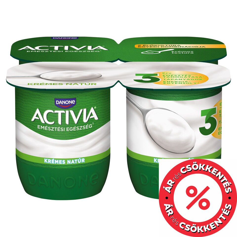 Danone Activia Creamy Unflavoured Yoghurt with Live Cultures 4 x 125 g