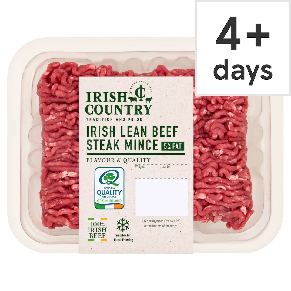 IRISH COUNTRY IRISH LEAN BEEF STEAK MINCE 5%FAT 454g
