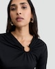 image 1 of F&F Polyamide Ring Detail Long Sleeved Top in Black