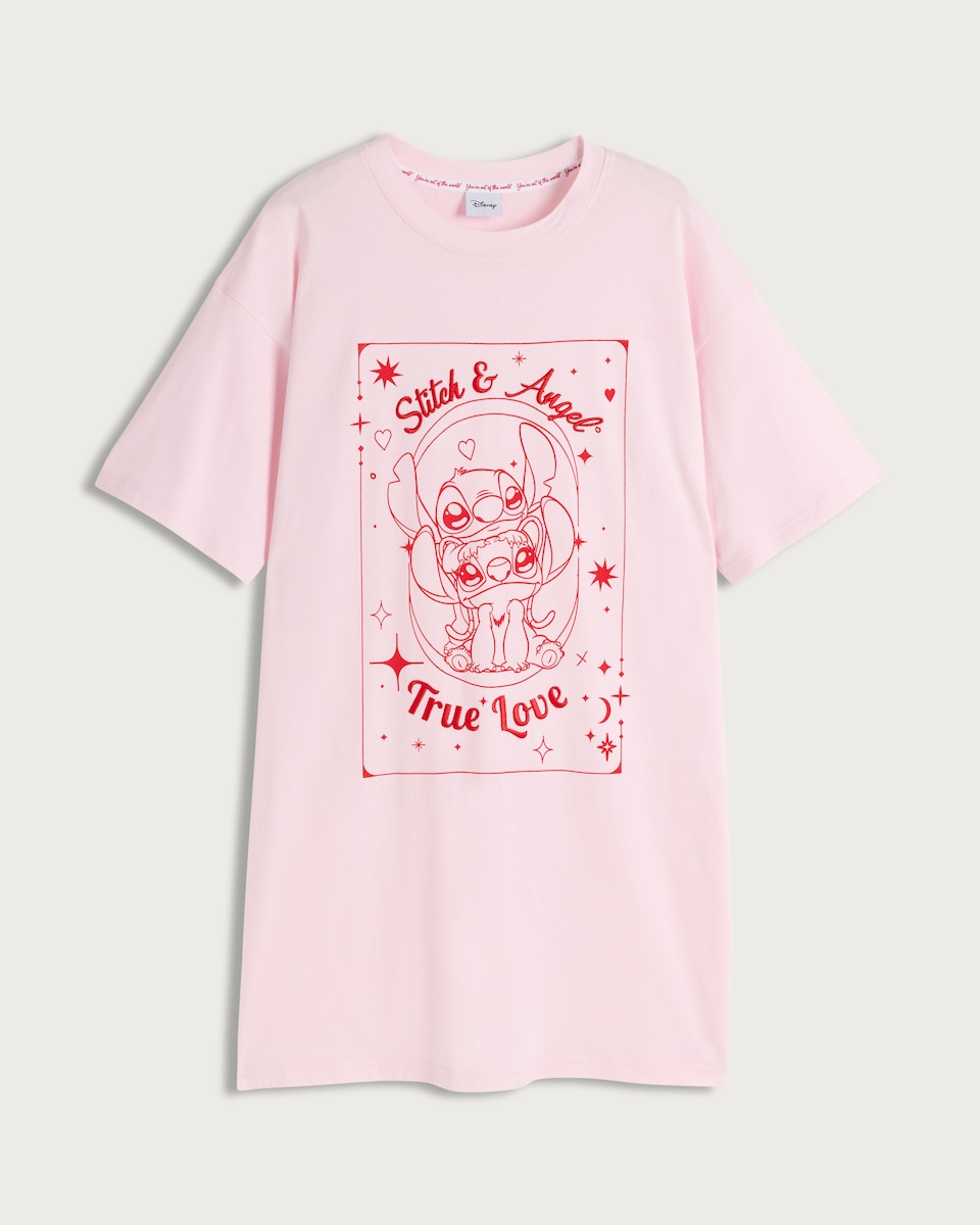 image 1 of Disney Stitch Pure Cotton Nightdress in Pink
