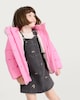 image 1 of F&F Girls Fluffy Hood Padded Shower Resistant Jacket in Pink