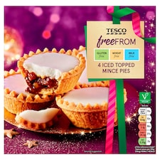 Tesco Free From 4 Iced Topped Mince Pies 225G