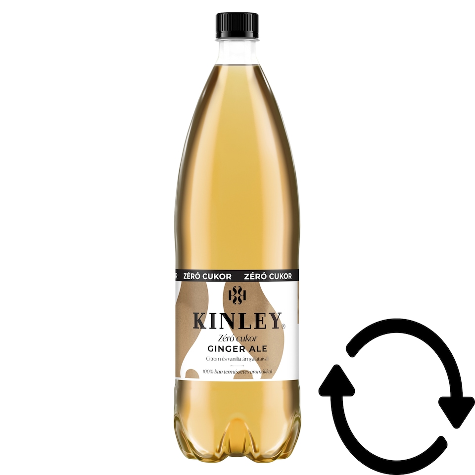 Kinley Ginger Ale Zero Sugar Energy-Free Carbonated Soft Drink with Sweeteners 1,5 l