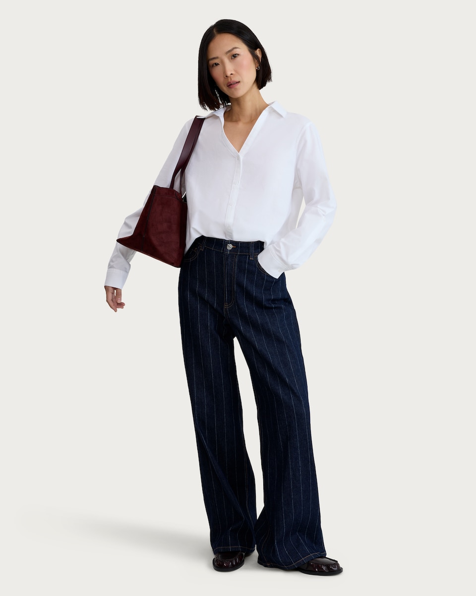 image 1 of F&F Pure Cotton Long Sleeved Slim Fit Shirt in White