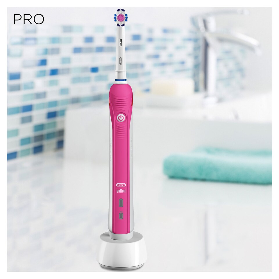image 1 of Oral-B Pro 2000 Crossaction Pink Electric Toothbrush