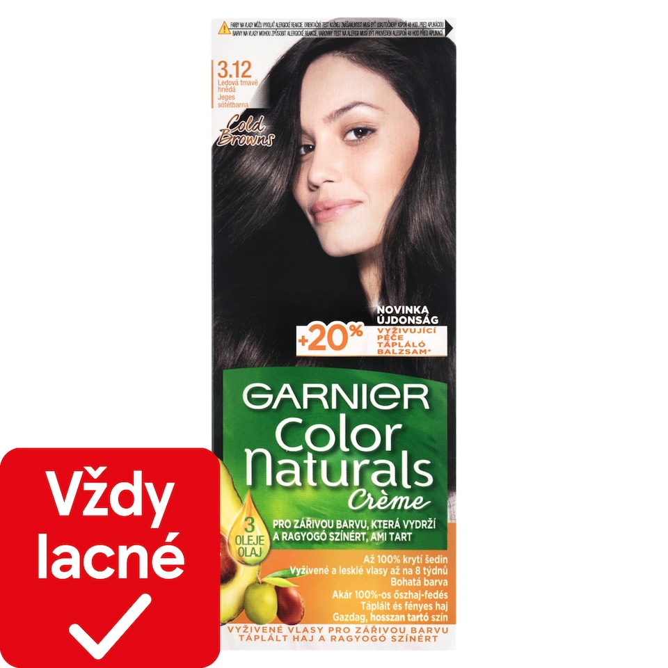 Garnier Color Naturals permanentná farba na vlasy 3 .12 Ľadová tmavohnedá, 60 +40 +12 ml