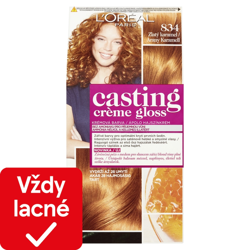 L'Oréal Paris Casting Creme Gloss, semipermanentná farba  834 ZLATÝ KARAMEL, 48 +72 +60 ml