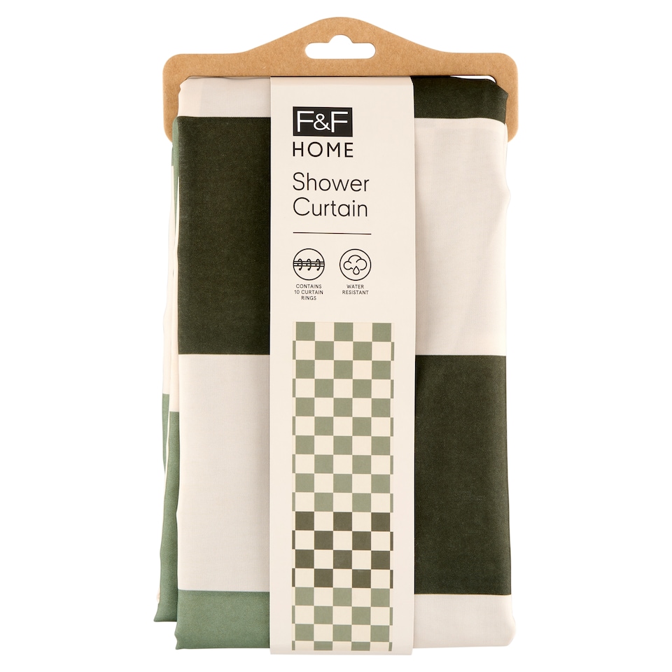 Obrázek 1 pro produkt F&F Home Green Checkered sprchový závěs 180 x 180 cm
