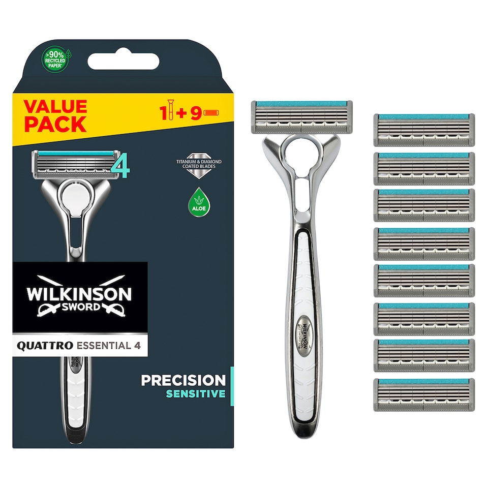 image 1 of Wilkinson Sword Quattro Titanum Razor Plus 8 Blades
