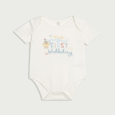 F&F Baby Pure Cotton My First Birthday Bodysuit in White
