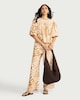 image 2 of F&F Leaf Print Puff Sleeved Co-ord Top in Multi Orange