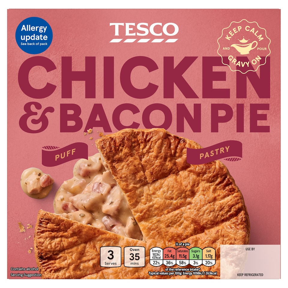 Tesco Chicken & Bacon Puff Pastry Pie 500g