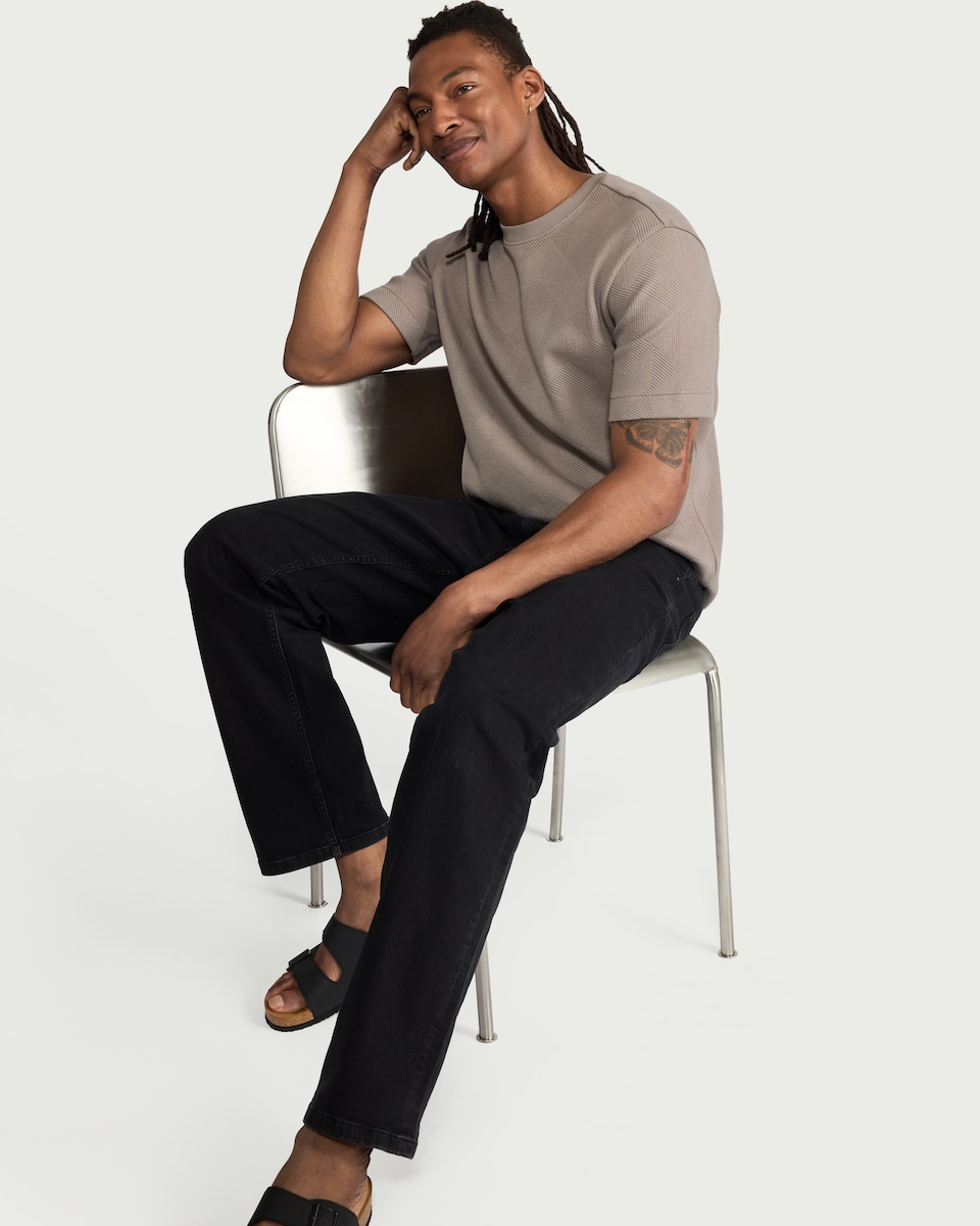 image 1 of F&F Textured Relaxed Fit T-Shirt in Stone