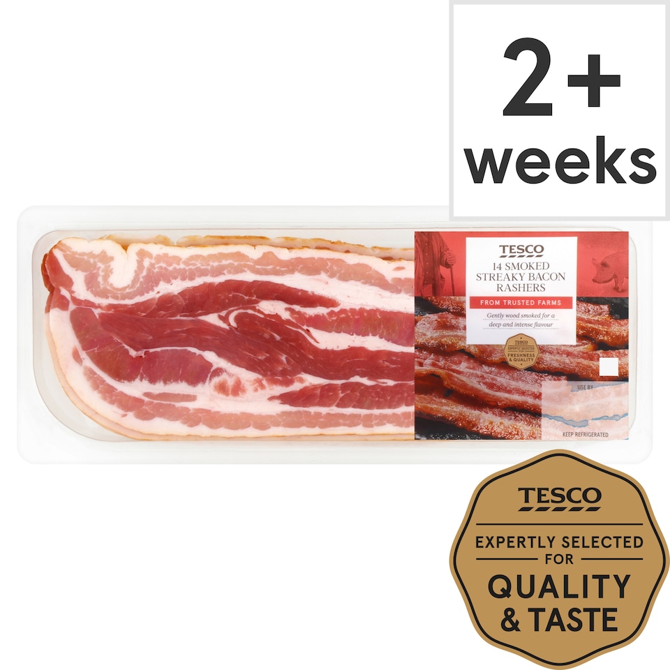 Tesco Smoked Streaky Bacon Rashers 14 Pack 300g