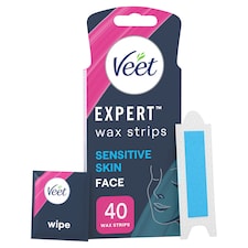 Veet Expert Wax Strips Face Sensitive Skin Hair Removal 40 Pack