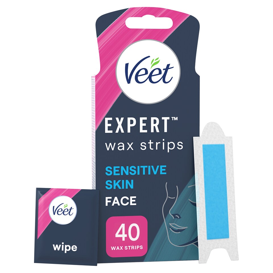 image 1 of Veet Expert Wax Strips Face Sensitive Skin Hair Removal 40 Pack