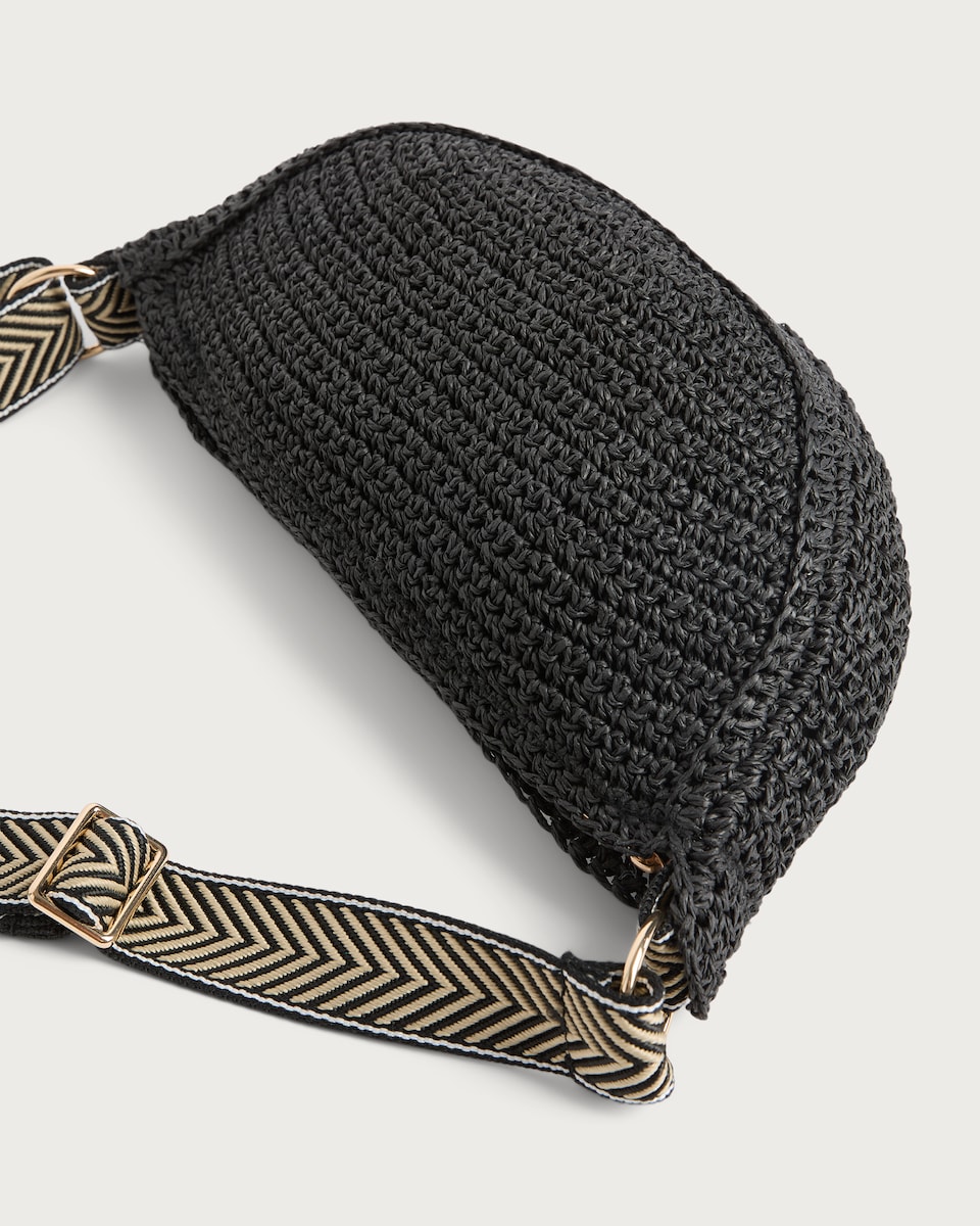 image 1 of SACHA Woven Crossbody Bag in Black