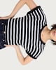 image 2 of F&F Pure Cotton Striped Short Sleeved T-Shirt in Multi Black White