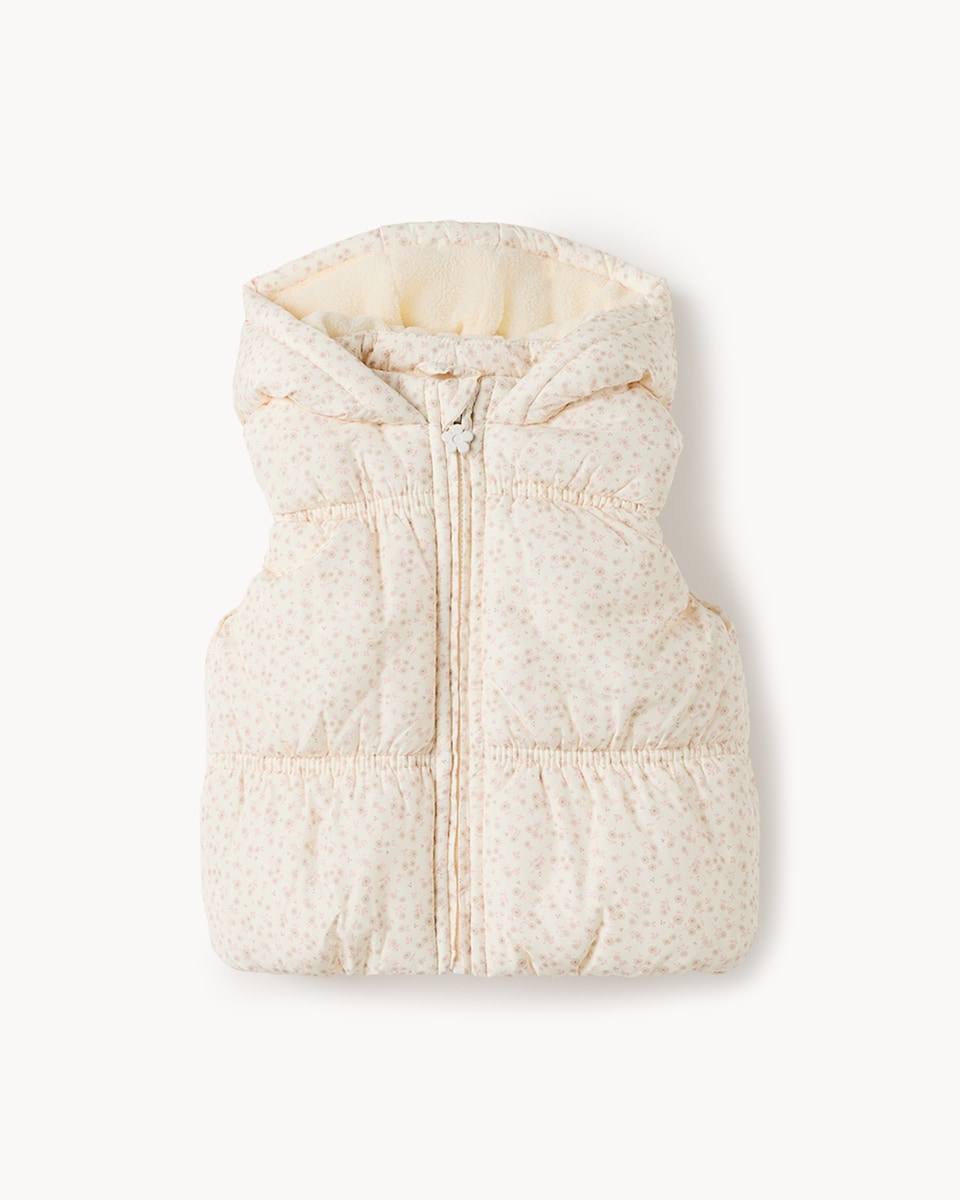 image 1 of F&F Baby 3-Piece Floral Gilet Set in Cream