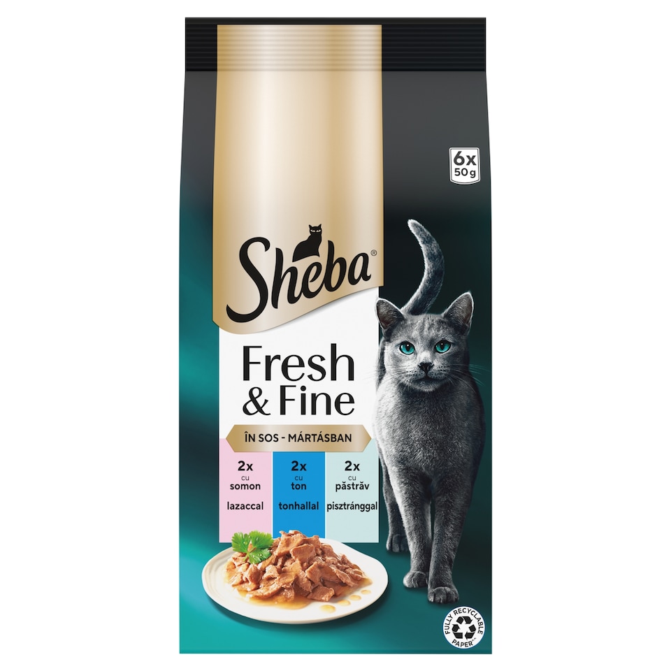 Sheba Fresh & Fine Complete Wet Cat Food for Adult Cats in Gravy 6 × 50 g (300 g)