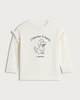 image 4 of F&F Girls Pure Cotton Poodle Print Ruffle Top in Cream