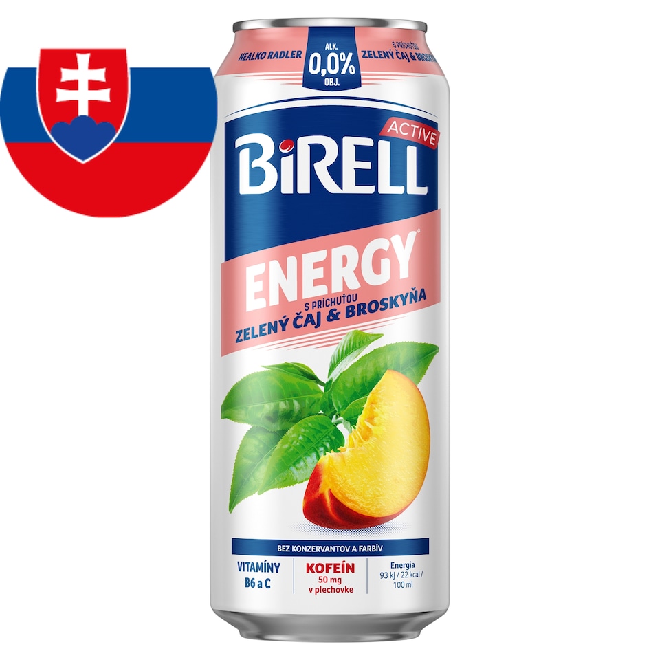 Birell 0.0 Energy zelený čaj & broskyňa 0,5 l