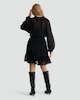 image 3 of F&F Chiffon Dobby Velvet Long Sleeved Dress in Black