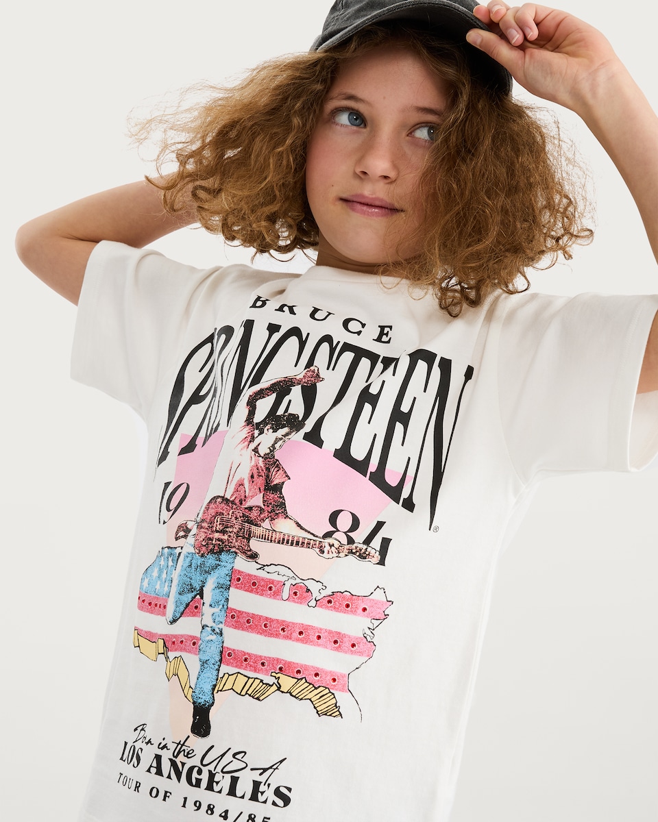 image 1 of Bruce Springsteen Pure Cotton Slogan T-Shirt in White