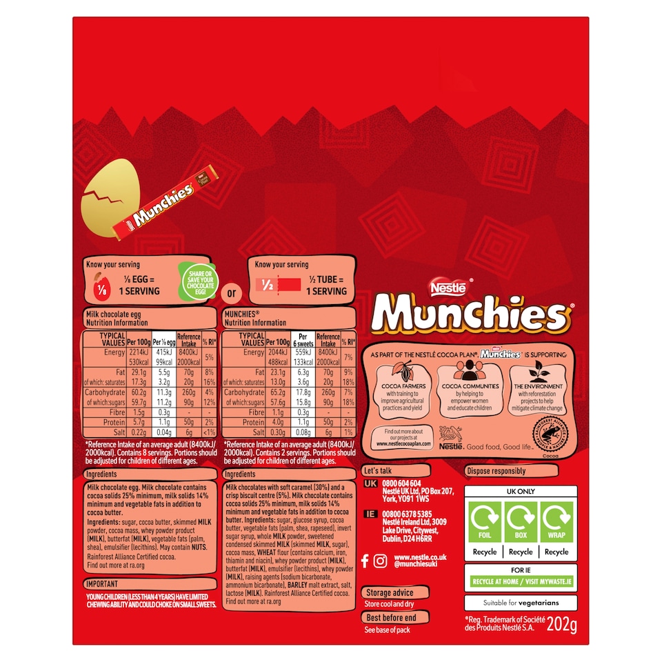 image 1 of Munchies Milk Chocolate Easter Egg 202G