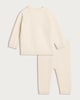 image 2 of F&F Baby 2-Piece Pure Cotton Embroidered Jumper and Trousers Set in White
