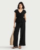 image 1 of F&F Textured Wide Leg Co-ord Trousers in Black