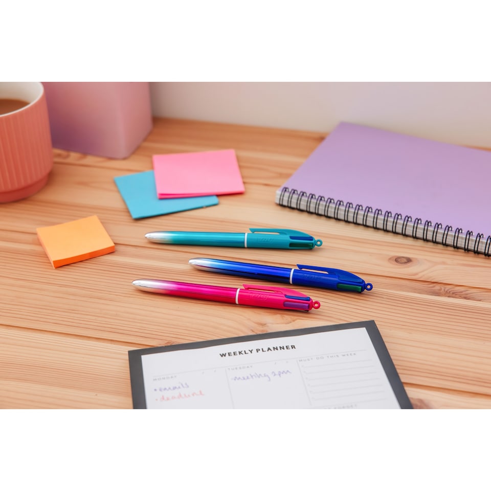 image 1 of BIC 4 Colours Smooth Ball Pen 3 Pack