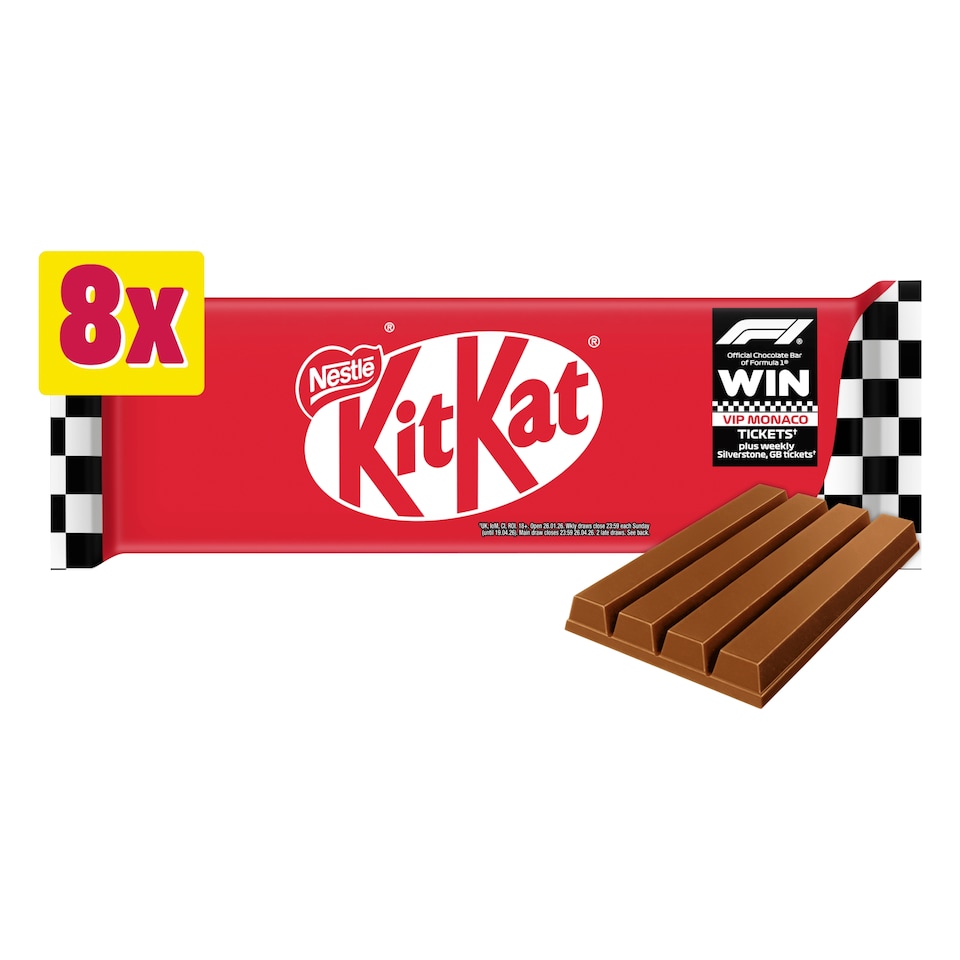image 1 of Kit Kat 4 Finger Milk Chocolate Bar Multipack 41.5g 8 Pack