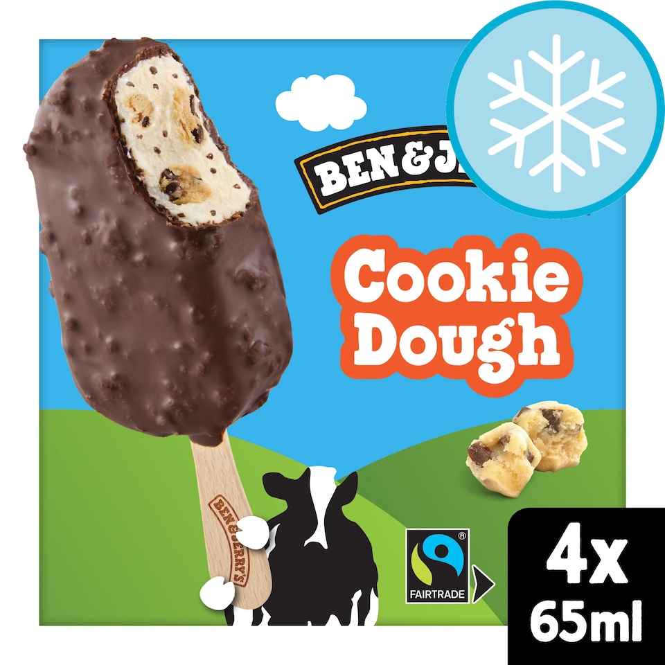 image 1 of Ben & Jerry's Cookie Dough Ice Cream Sticks 4x65ml