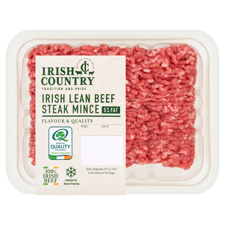 IRISH COUNTRY IRISH LEAN BEEF STEAK MINCE 5%FAT 454g