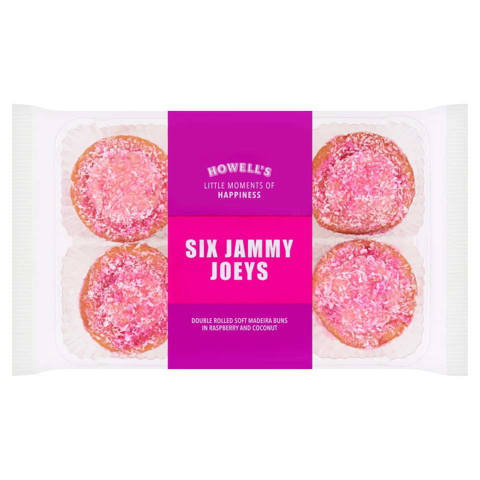 Howell House Jammy Joeys - Raspberry and Coconut Soft Madeira Buns 6 Pack