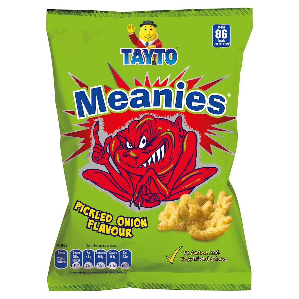 Tayto Meanies Pickled Onion Flavour Crisps 110G