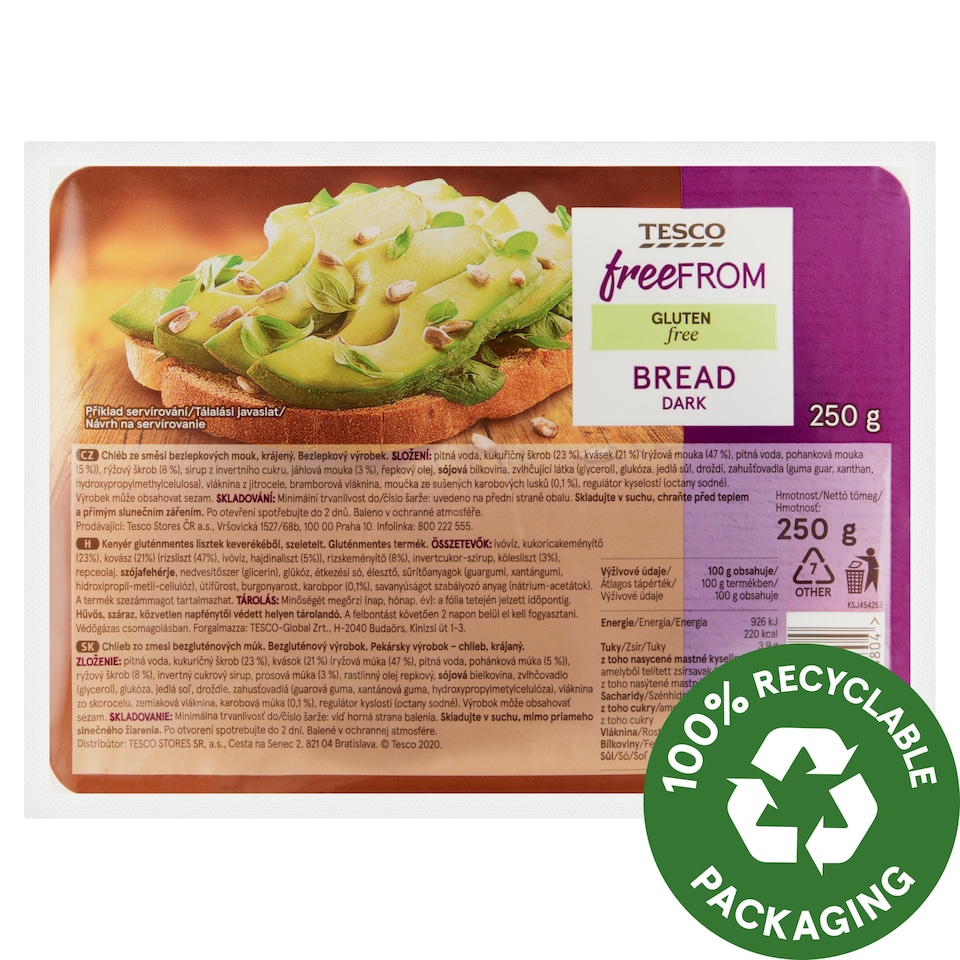 Tesco Free From szeletelt kenyér gluténmentes lisztek keverékéből 250 g