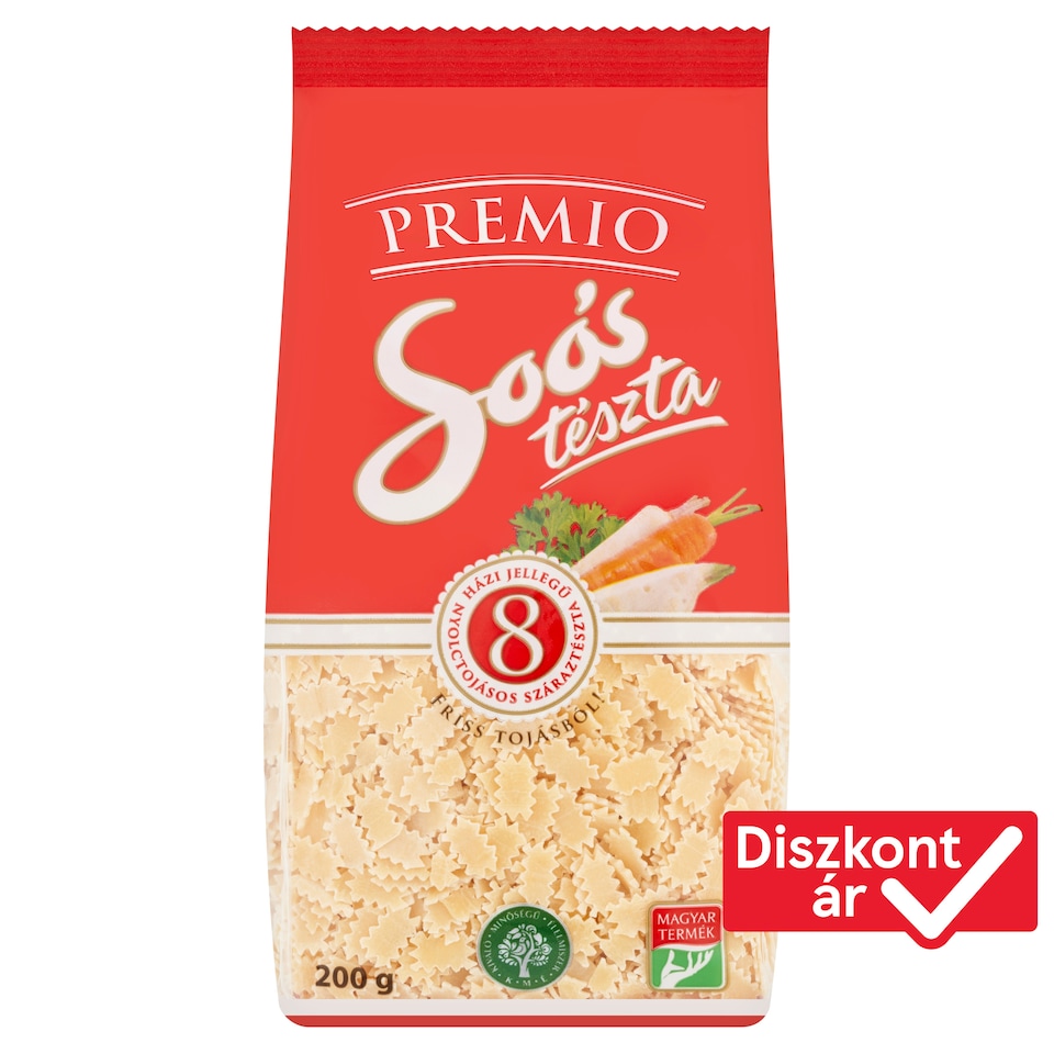 Soós Premio eperlevél házi jellegű 8 tojásos száraztészta 200 g