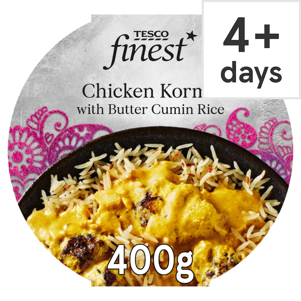 Tesco Finest Chicken Korma with Butter Cumin Rice 400g